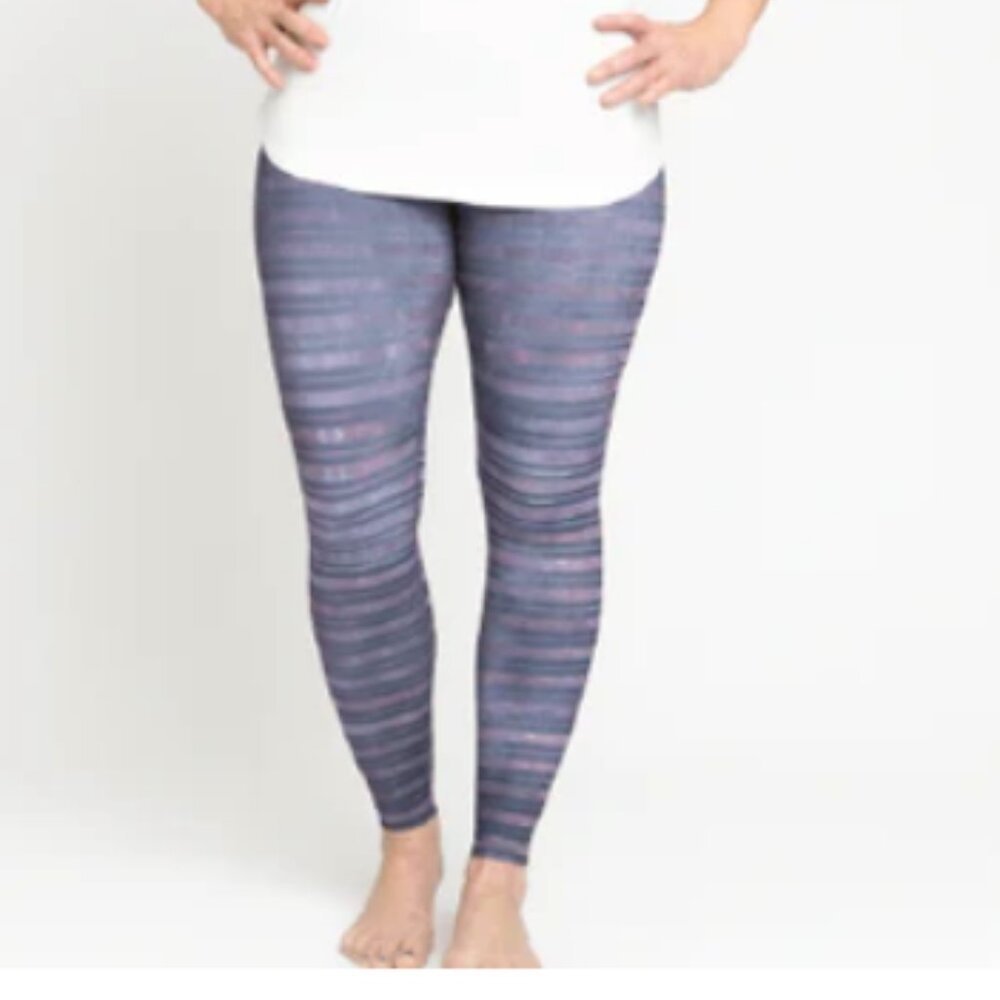 Cora Concrete Stripe Legging, Grey/Purple (Sol and Mane)